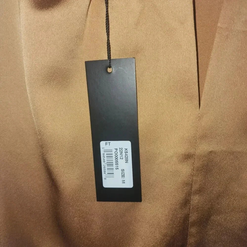Misook Satin Pleated Twist Neck Blouse Sleeveless Gold Size Medium - Picture 7 of 10